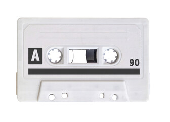 White Audio Cassette on transparent isolated background
