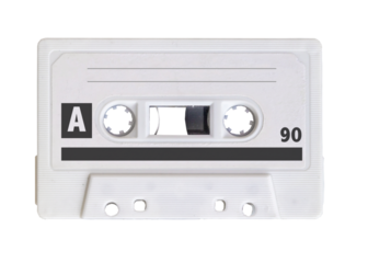 White Audio Cassette on transparent isolated background
