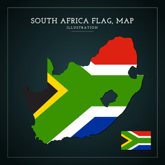 South Africa Flag Map Vector Illustration