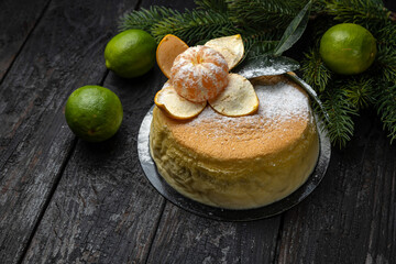 Christmas cake on a black background
