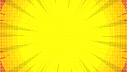 Yellow comic background with sun burst and dot halftone