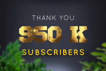 950 K  subscribers celebration greeting banner with Brass Design