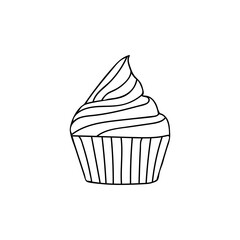 Cupcake doodle illustration in vector. Cupcake  hand drawn illustration in vector. Cake doodle illustration. 