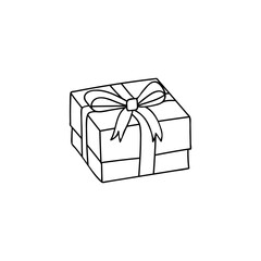 Gift box doodle illustration in vector. Gift box hand drawn icon in vector. Present box doodle icon. Present box hand drawn illustration in vector.