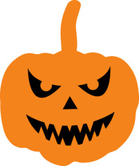 Halloween scary pumpkin face isolated illustration