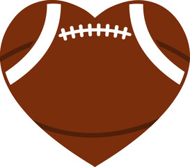 Brown football heart flat icon isolated illustration