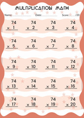 Multiplication Math for Kids. This is the perfect Kid's Multiplication Math. You can simply use it for kids. Children's design, Printable bookmarks for kids. Times tables template.