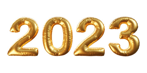 New year 3d render of gold balloon of numbers
