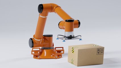 robotic arm lifting boxes