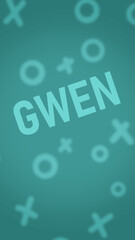 Teal Phone Wallpaper with Doodles and the name Gwen
