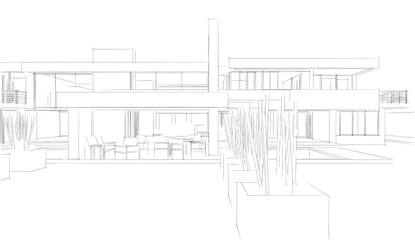 architectural sketch of a house