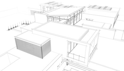 architectural sketch of a house