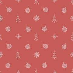 Seamless christmas pattern. christmas tree ornament. Doodle illustration with christmas tree