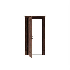 Wood Walnut Open Door isolated