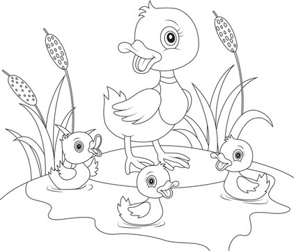 funny duck coloring page for kids