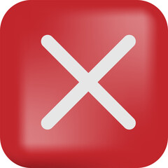 Wrong mark or stop sign icon on red button. 