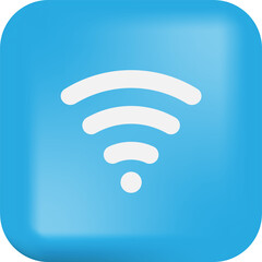 Wifi icon on blue button. Wireless communication technology.