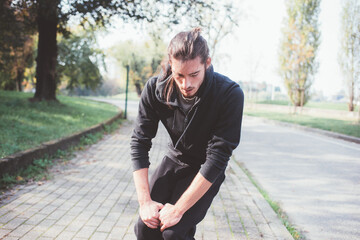 Sportive fit young man practicing workout