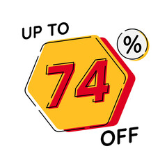 Vector of discount up to 74%, suitable for advertising content