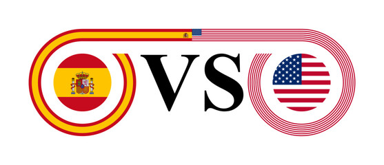 the concept of spain vs united states. vector illustration isolated on white background