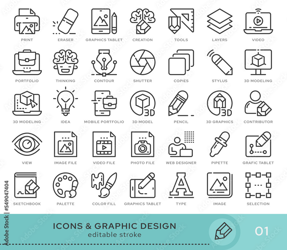 Poster set of conceptual icons. vector icons in flat linear style for web sites, applications and other gra