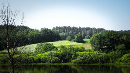 Fototapeta na wymiar Small lake in Wiezyca, Kashubia Region, Poland.