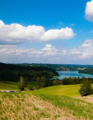 Fototapeta na wymiar Beautiful view of Ostrzyckie Lake in Wiezyca Region, Poland