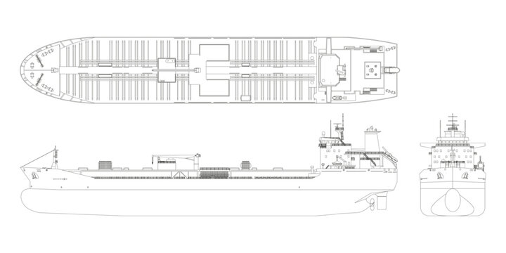 ship blueprint, top, side, front views, white clip art preview
