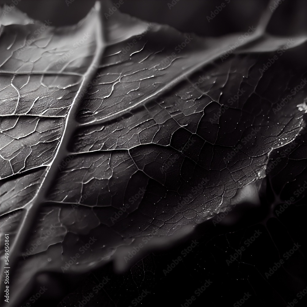 Poster a leaf with a thin line of leaves on it's side generative ai