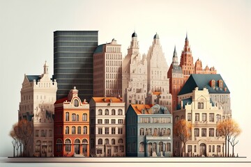 City Buildings Panorama .Architectural - Illustration.