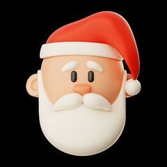 Premium Christmas santa claus icon 3d rendering on isolated background