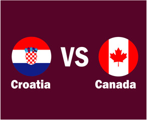 Croatia And Canada Flag With Names Symbol Design Europe And North America football Final Vector European And North American Countries Football Teams Illustration