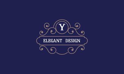 Elegant monogram template with initial Y. Sign for restaurant, jewelry, boutique, cafe, hotel, heraldry.
