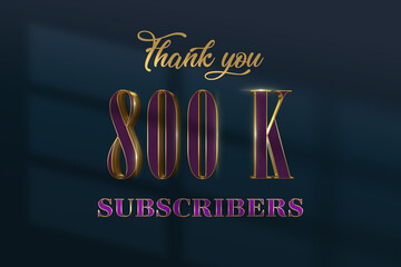 800 K  subscribers celebration greeting banner with Luxury Design