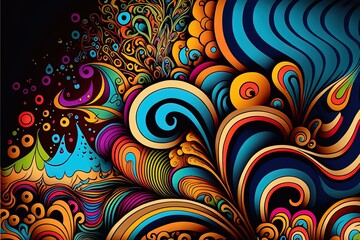 Colorful Groovy Hand Drawn Background