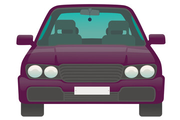 car on a white background. Purple sedan isolated on white. Vector illustration