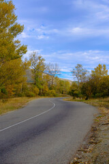 Amazing autumnal scene with trees and cloudy sky, Armenia