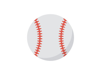 Baseball ball wrapped in white leather and stitched red strips, sport equipment, competetion and tournament flat vector illustration.