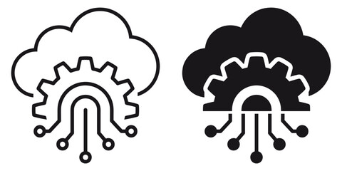 ofvs237 OutlineFilledVectorSign ofvs - smart production vector icon . isolated transparent . cloud gear . automated machine park . outline and filled version . AI 10 / EPS 10 . g11577