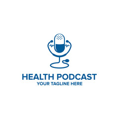 medical health podcast logo vector. doctor podcast or medical podcast