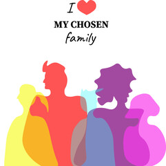 Fototapeta na wymiar silhouette of people in lgbt flag colors. Equality and self-affirmation, Vector illustration