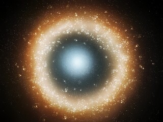 Elliptical galaxy in bright color. Spectacular alien galaxy with star clusters and stardust. Sci-Fi background, beauty of the universe.