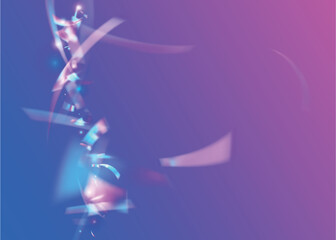 Fototapeta na wymiar Cristal Confetti. Blur Multicolor Serpentine. Digital Foil. Transparent Texture. Hologram Glare. Blue Metal Effect. Modern Art. Retro Banner. Pink Cristal Confetti