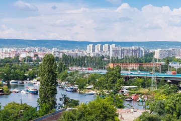 Aerial summer view of Varna port