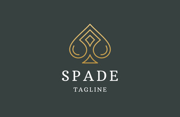 Luxury spade line logo icon design template flat vector