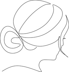 Woman head vector lineart illustration. One Line style drawing. Woman Line Art Minimalist Logo.