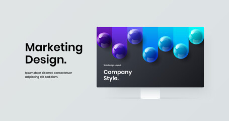 Naklejka premium Premium banner design vector layout. Original computer display mockup presentation concept.