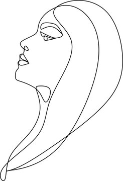 recommend clip art: Woman head vector lineart illustration. One Line style drawing. Woman Line Art Minimalist Logo.