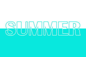Summer, icon. Logo. Colorful typography banner with word. Text caption, art lettering, creative colorful font. Rubric concept. Minimal design.