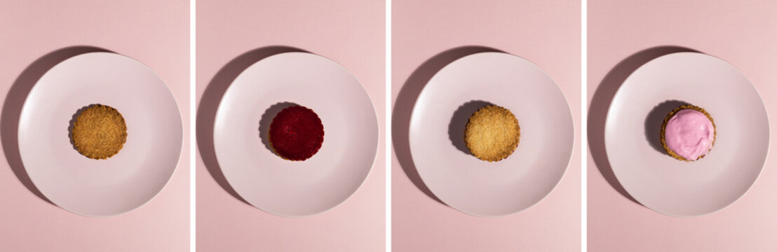 Napolitaine are typical Mauritian pastries adapted to the keto diet. The cookies are made with almond flour, layered with raspberry jam and topped with cream cheese cream.